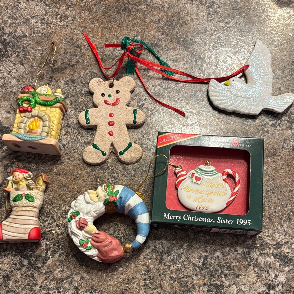 Christmas Ornament Set with Santa and Gingerbread
